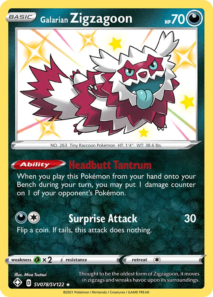 Galarian Zigzagoon - Shining Fates Shiny Vault